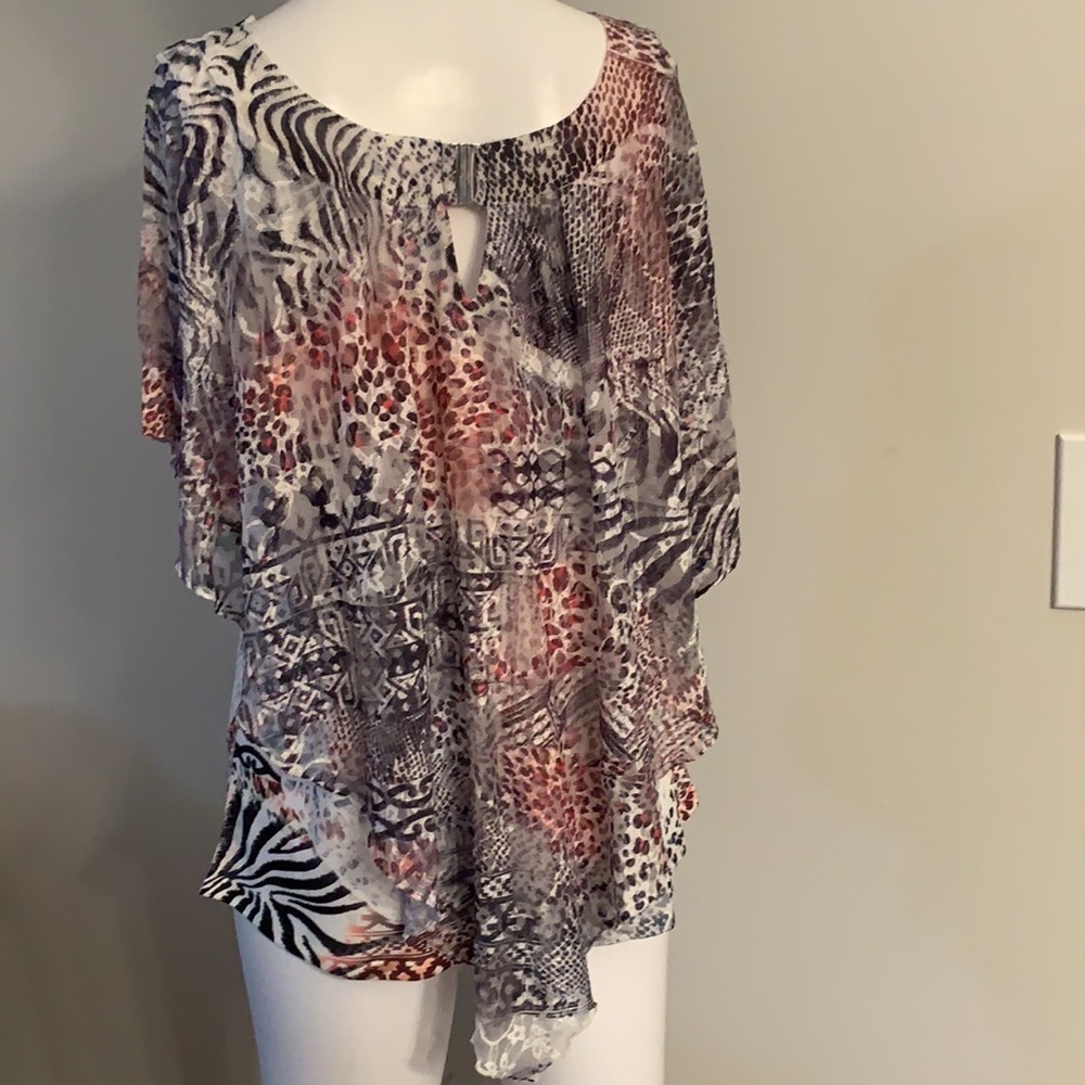 Studio Works NWT size M blouse w: chiffon overlay